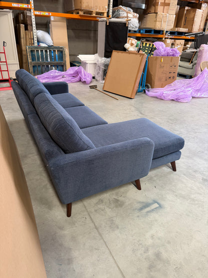 John Lewis Barbican LHF Chaise End Sofa  Chunky Chenille Navy
