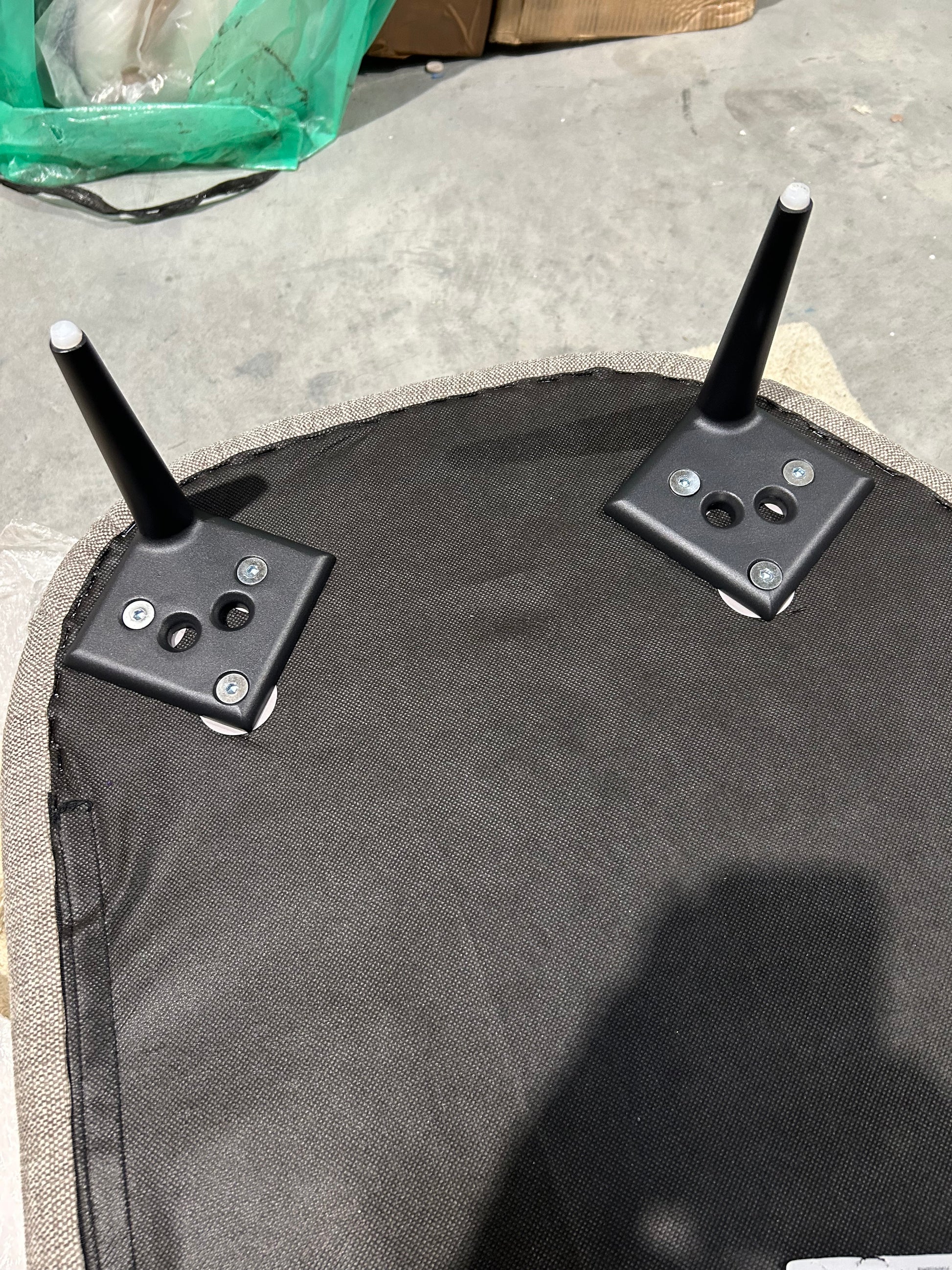 John Lewis Lozenge Footstool, Metal Legs Opal Putty