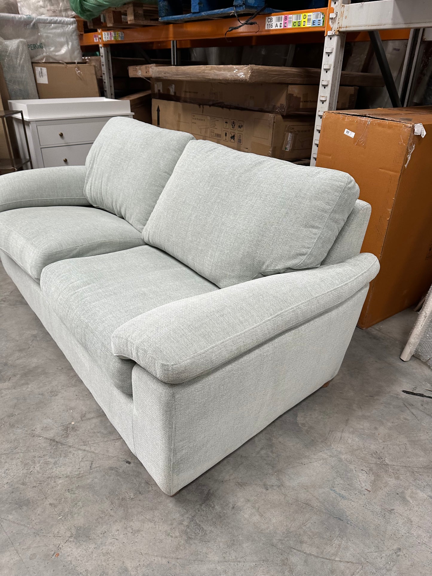 John Lewis Camden Large 3 Seater Sofa Aquaclean Light Blue Seagrass