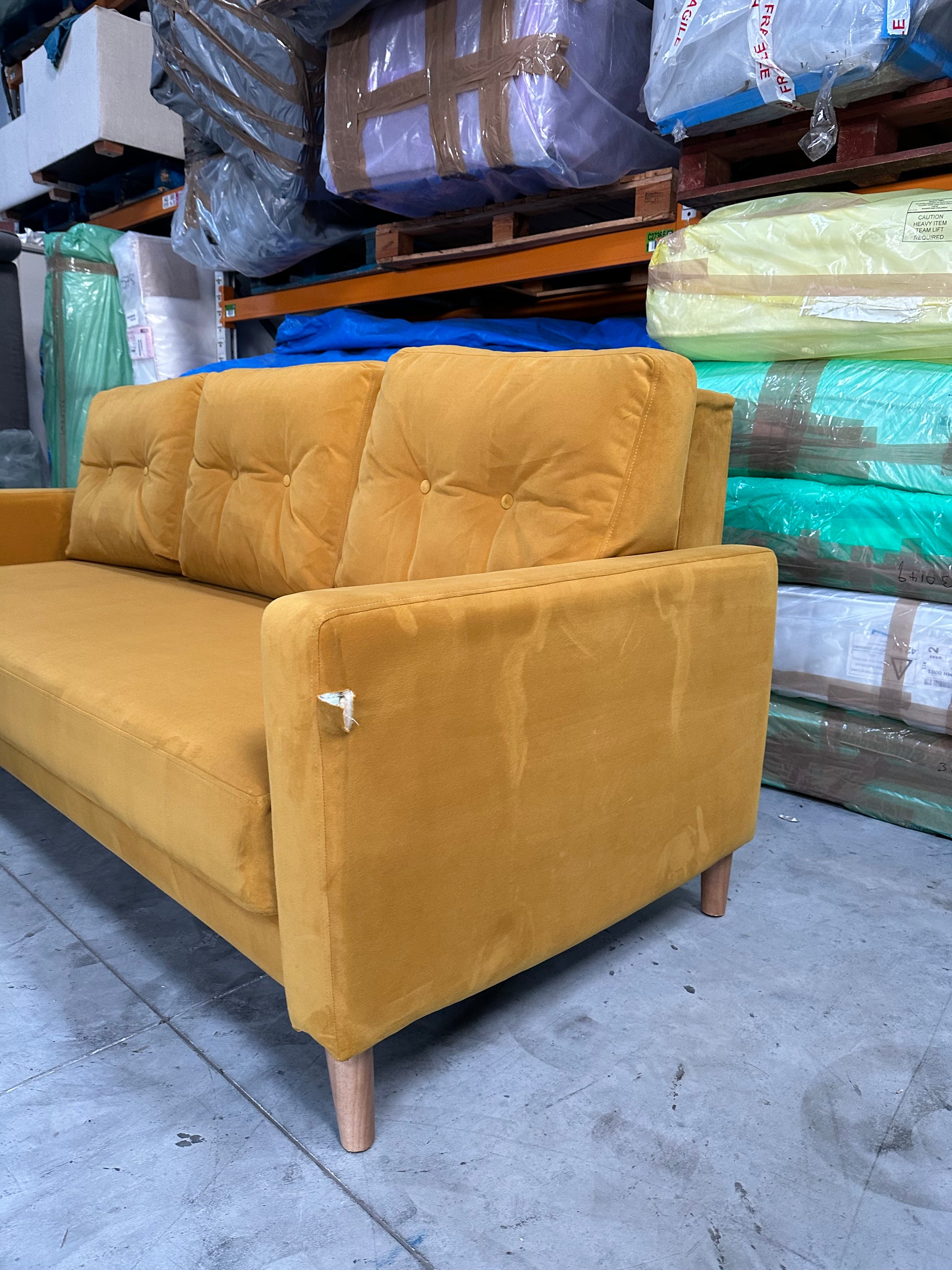 G Plan Vintage The Fifty Four Large 3 Seater Sofa Bed, Plush Turmeric