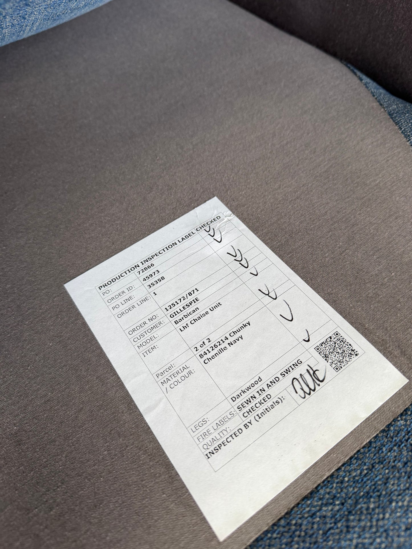 John Lewis Barbican LHF Chaise End Sofa  Chunky Chenille Navy