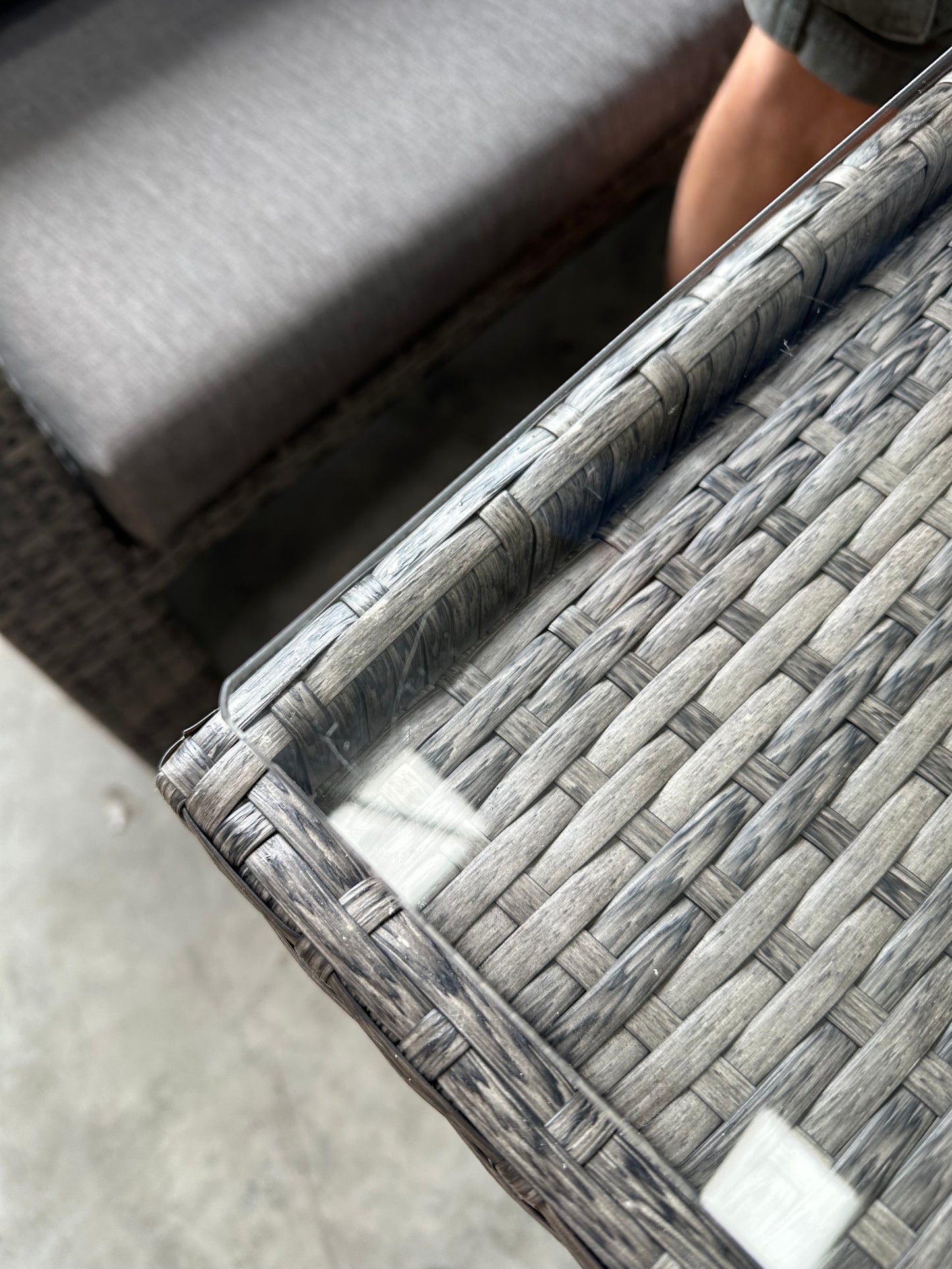 John Lewis Alora Cube 6-Seater Garden Dining Table, Sofas & Stools Set, Brown/Grey