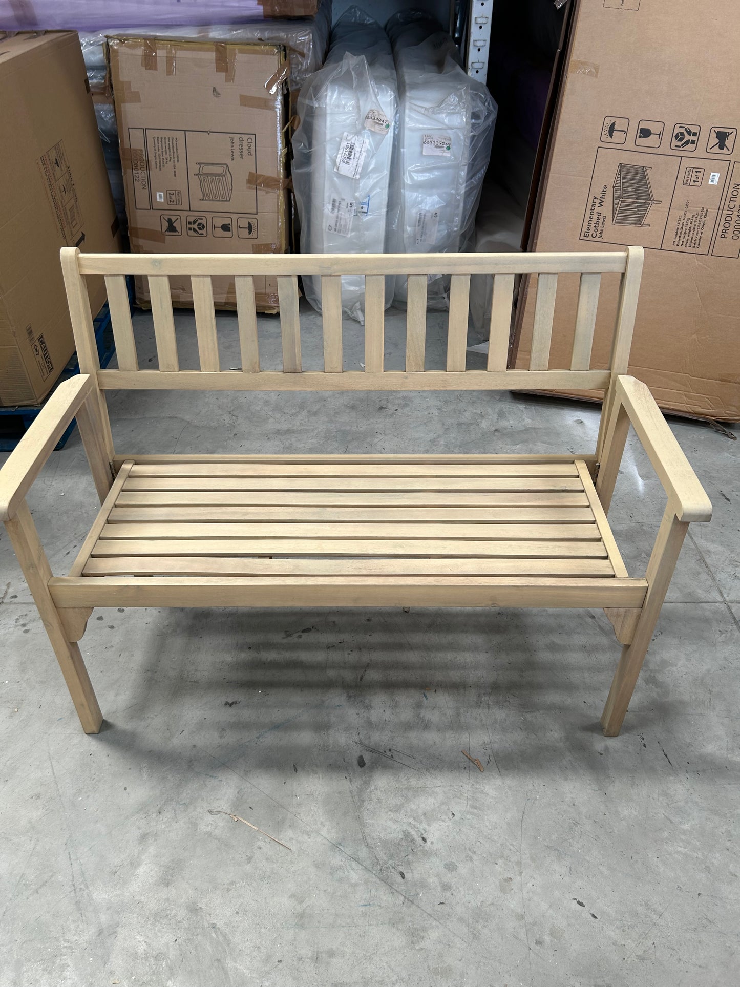 John Lewis Acacia Wood Foldable 2-Seater Garden Bench, Natural