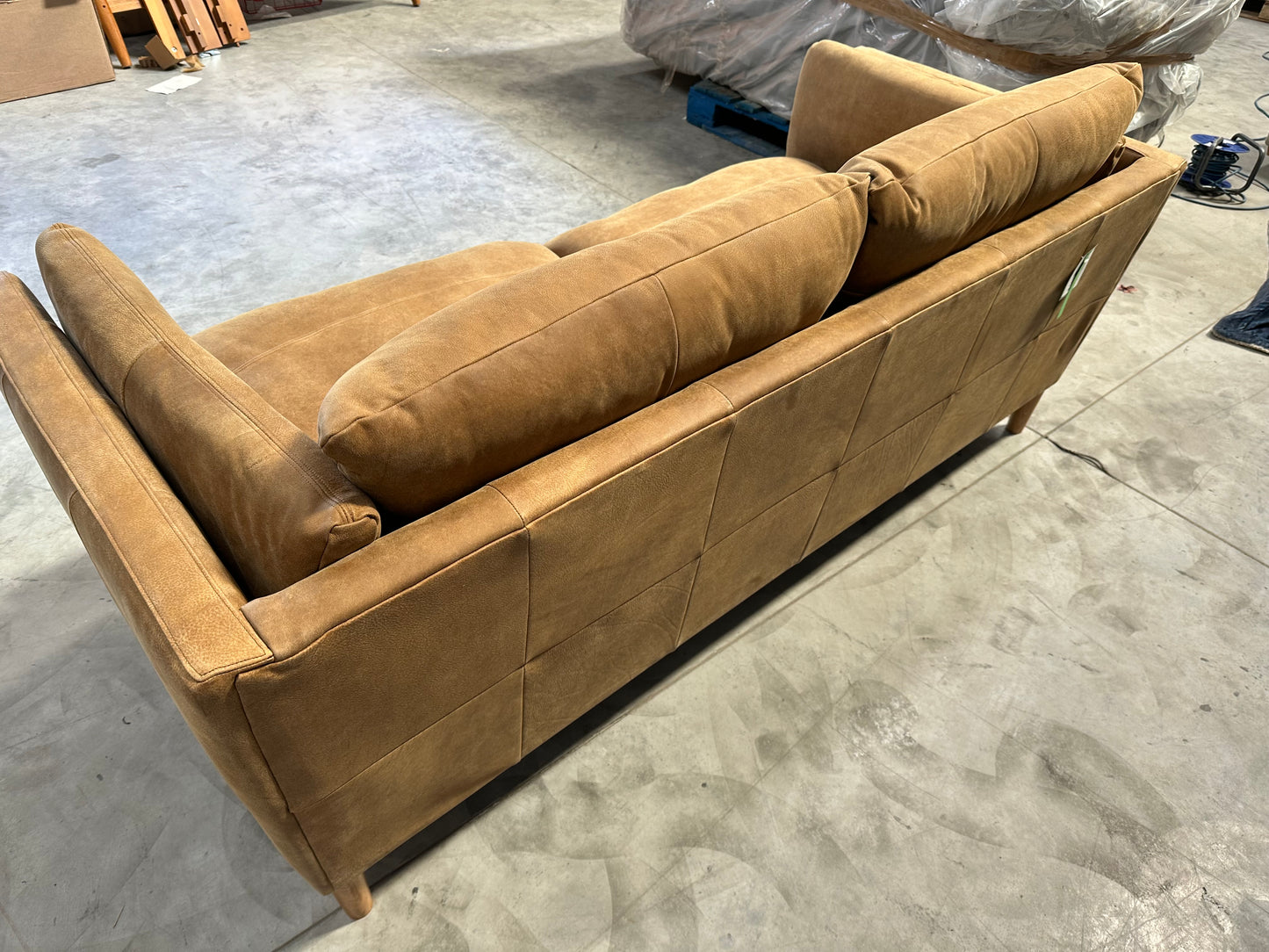 John Lewis Trim Large 3 Seater Leather Sofa, Light Leg, Demetra Tan