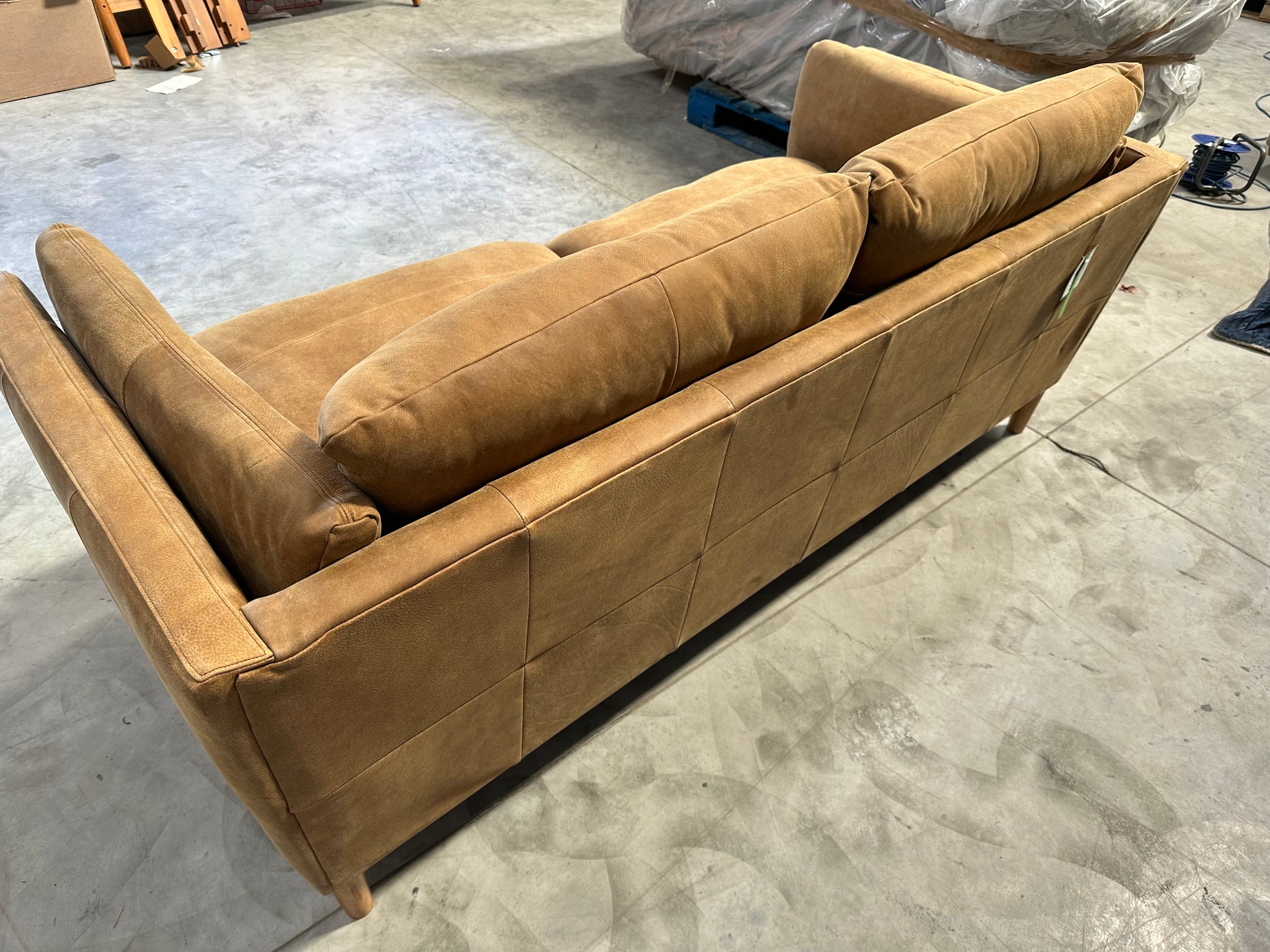 John Lewis Trim Large 3 Seater Leather Sofa, Light Leg, Demetra Tan