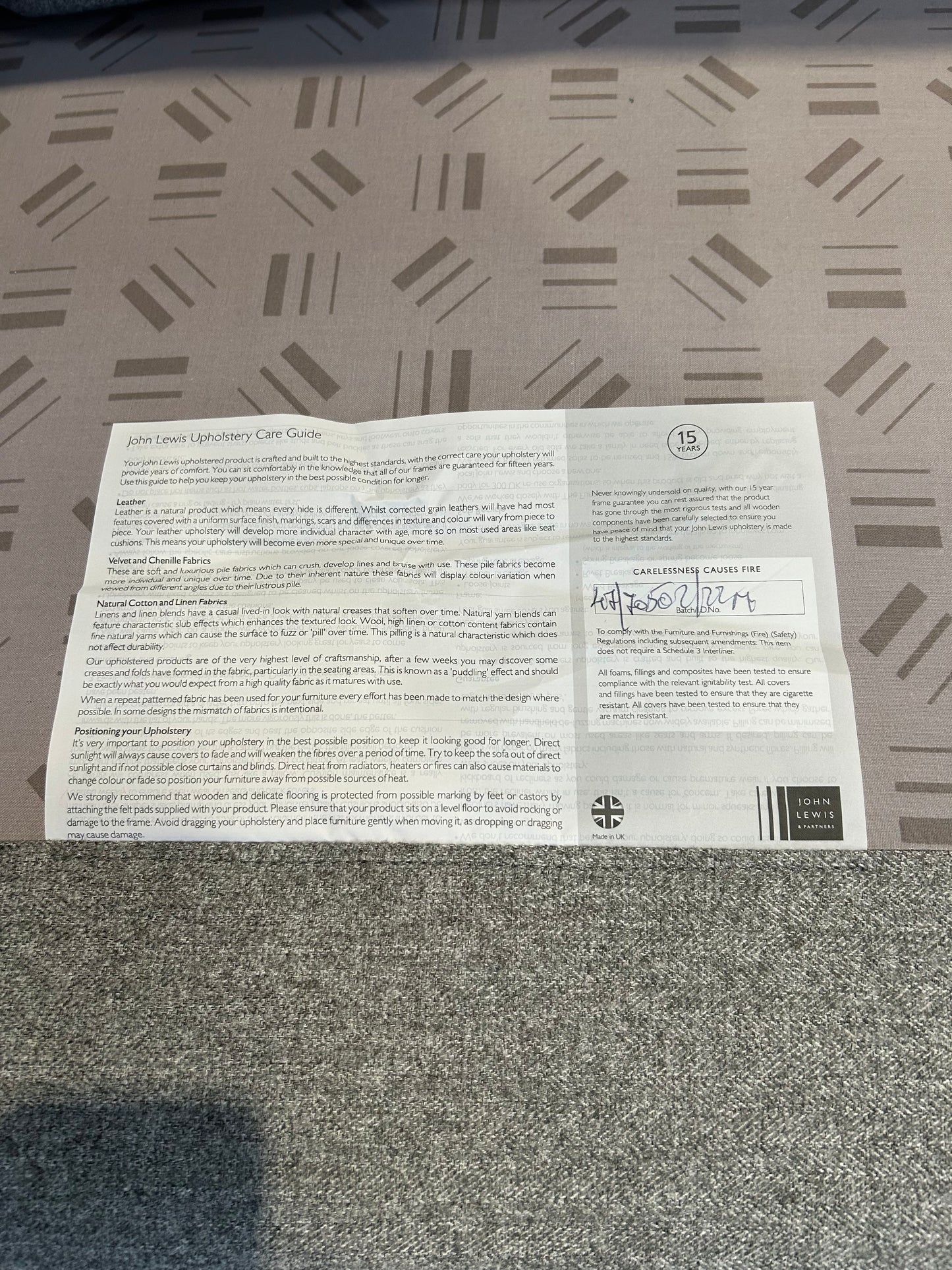 John Lewis Draper II Large 3 Seater Sofa Brushed Tweed Grey