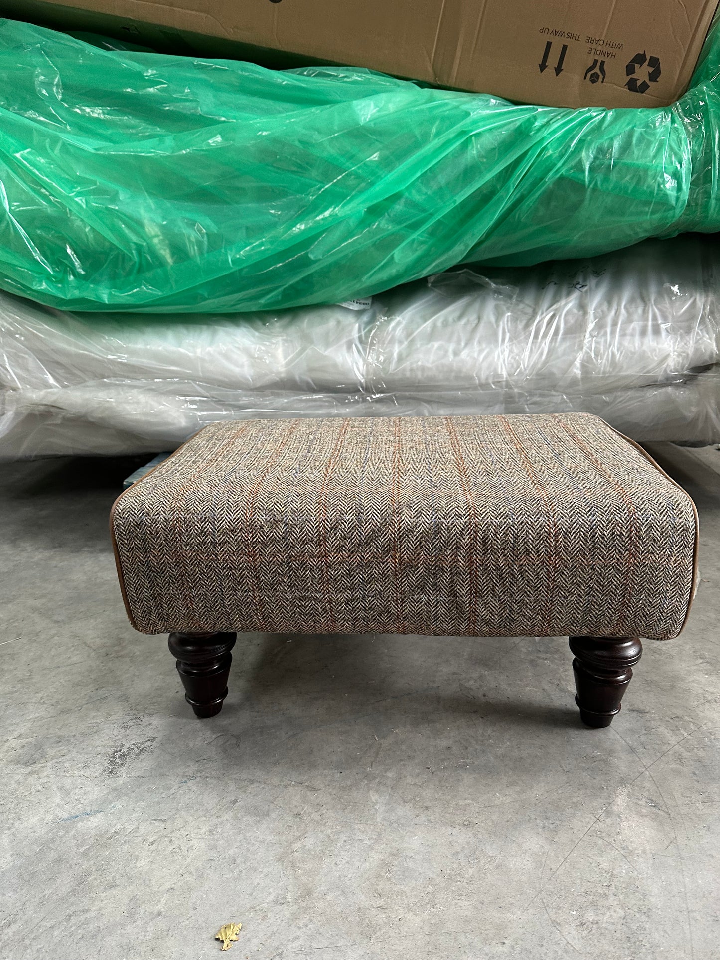 John Lewis Tetrad Lewis Footstool, Harris Tweed Bracken Herringbone