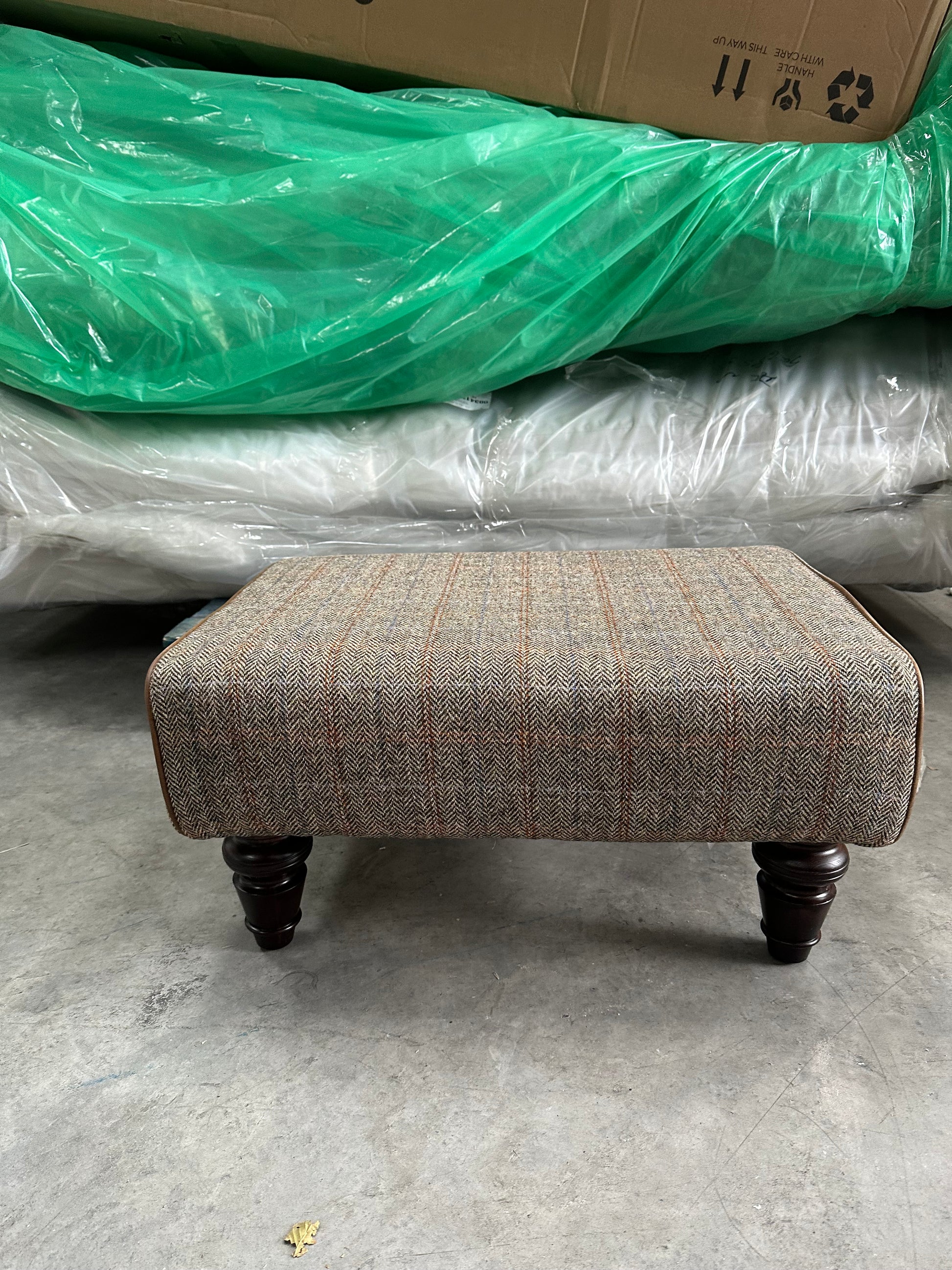 John Lewis Tetrad Lewis Footstool, Harris Tweed Bracken Herringbone