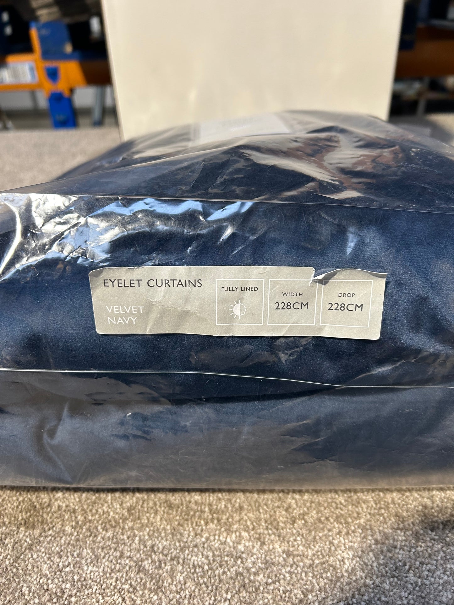 John Lewis Velvet Pair Lined Eyelet Curtains, Navy, W228 x Drop 228cm