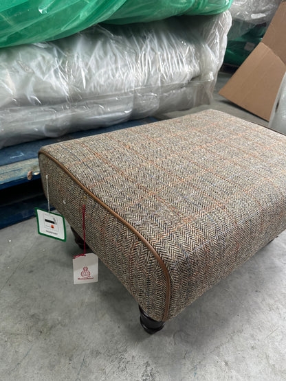 John Lewis Tetrad Lewis Footstool, Harris Tweed Bracken Herringbone