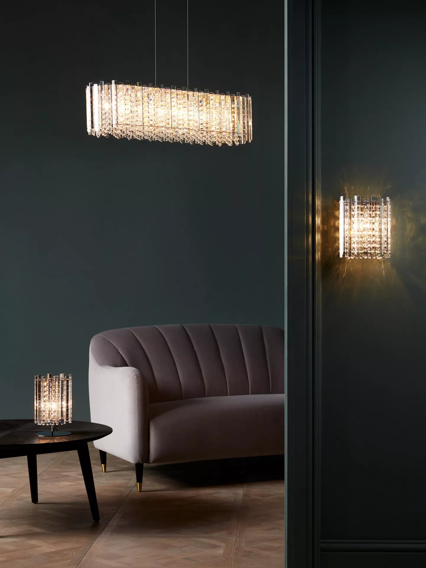 John Lewis Dazzle Crystal Mirrored Wall Light, Clear