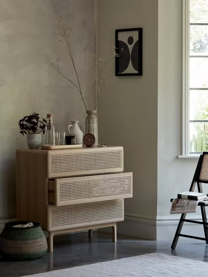 John Lewis Rattan 3 Drawer Chest, Oak
