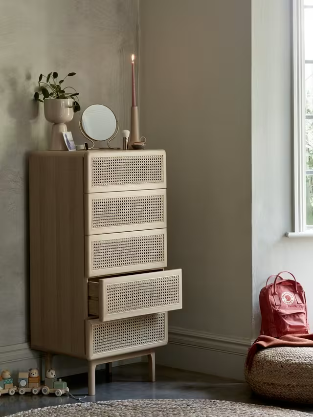 John Lewis Rattan 5 Drawer Tallboy Chest