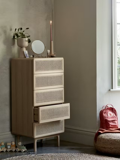 John Lewis Rattan 5 Drawer Tallboy Chest