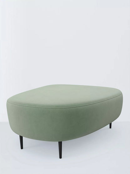 John Lewis Lozenge Footstool, Metal Leg Aquaclean Velvet Sage Green