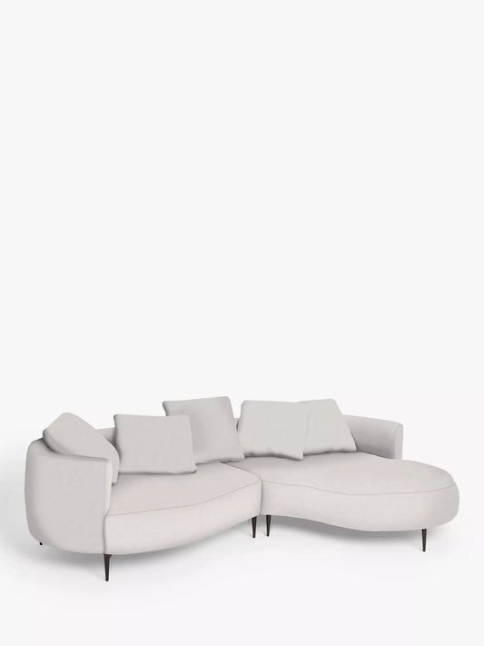 John Lewis Lozenge Grand 5 Seater RHF Chaise End Sofa  Metal Leg  Aquaclean Titan Oyster White