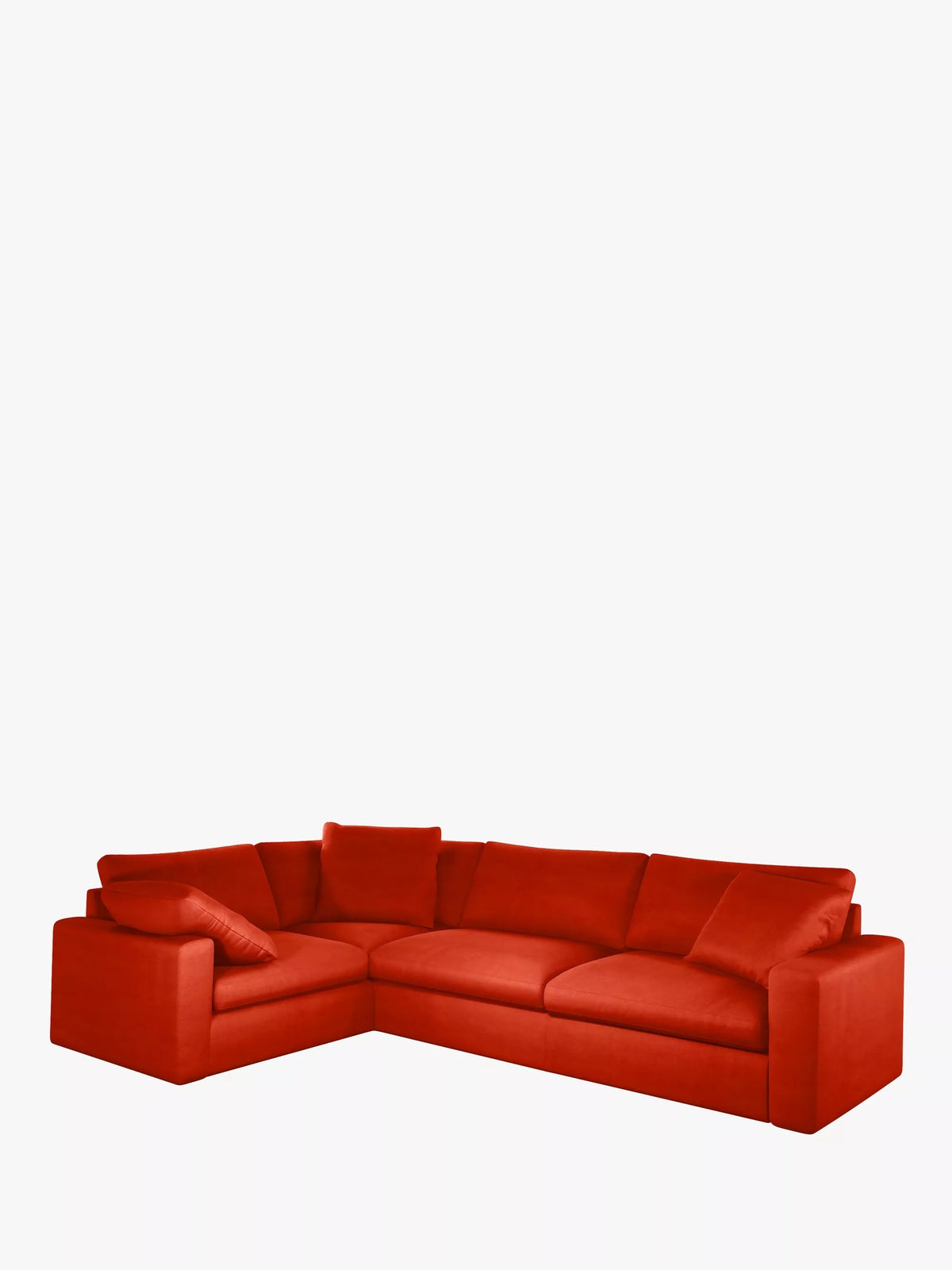 John Lewis Mellow LHF Corner Sofa  Plush Velvet Paprika Easy Clean