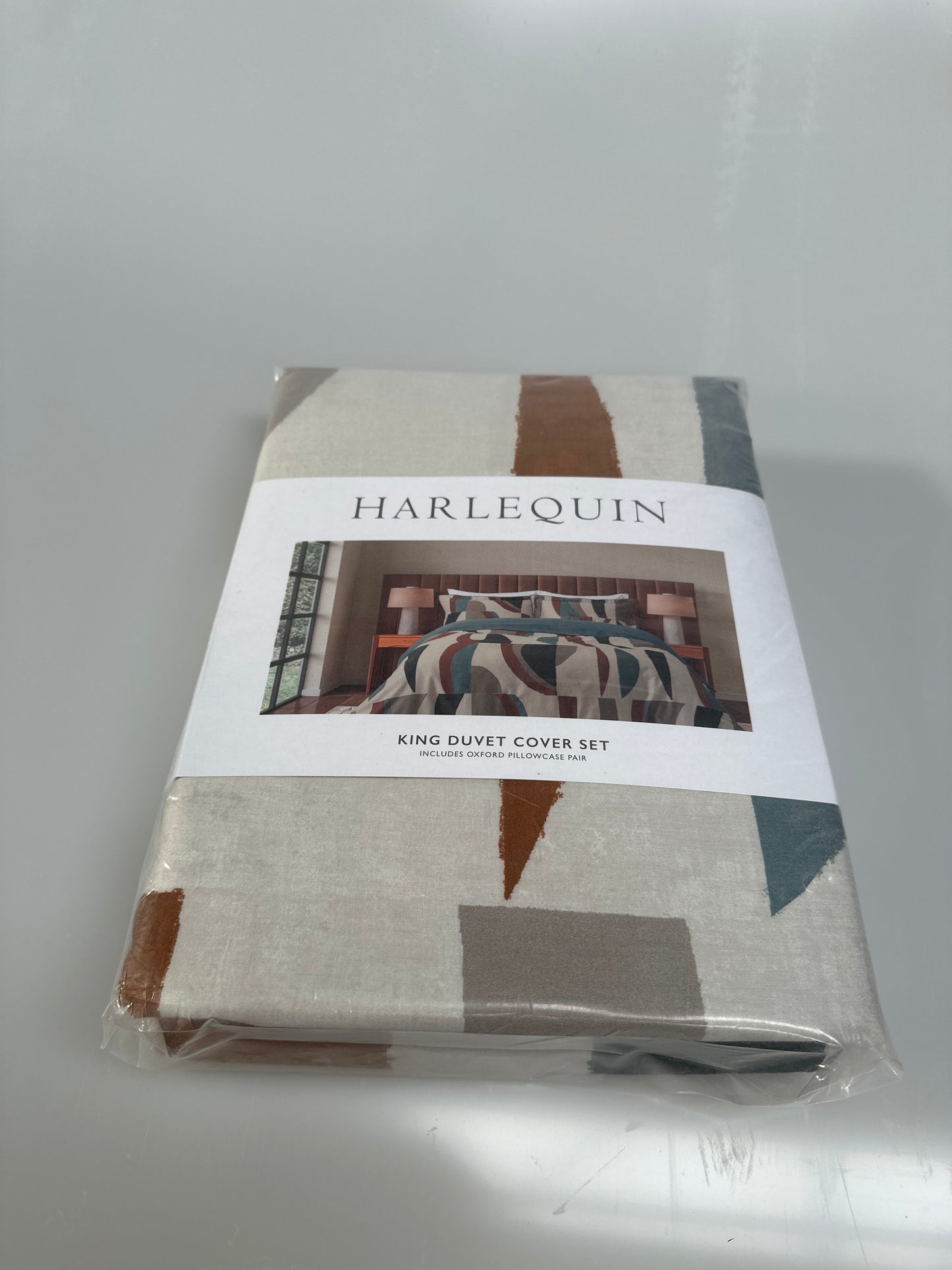 Harlequin Torillo King Duvet Cover, Black Earth/Cornflower/Walnut