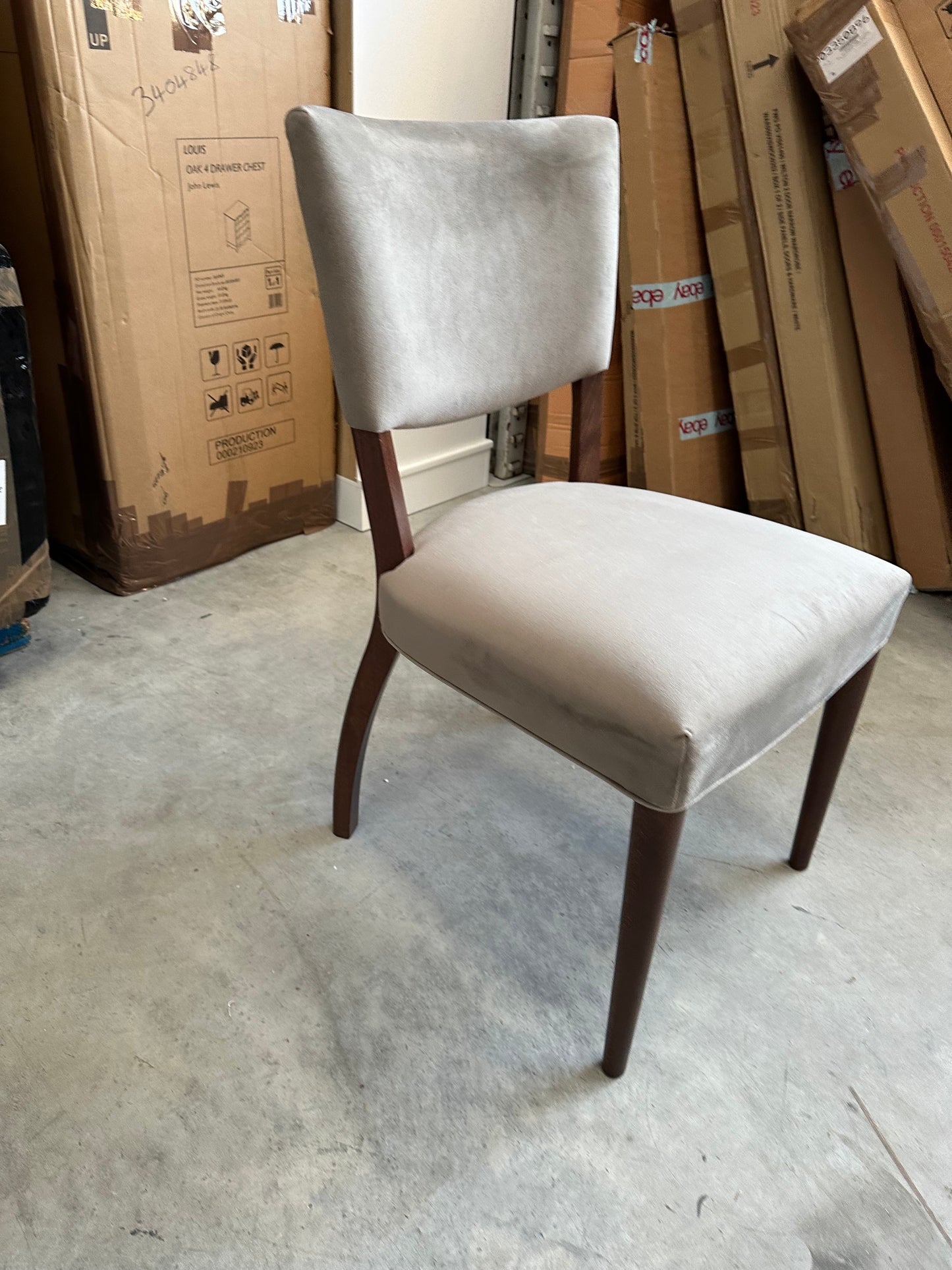 John Lewis Parisian Velvet Grey Dining Chair, FSC-Certified (Beech Wood)