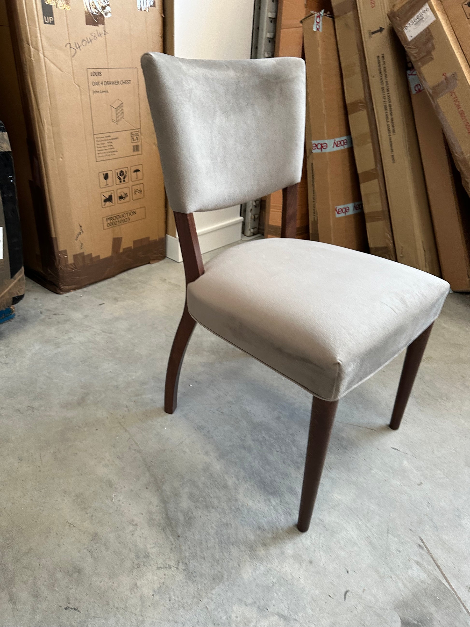 John Lewis Parisian Velvet Grey Dining Chair, FSC-Certified (Beech Wood)