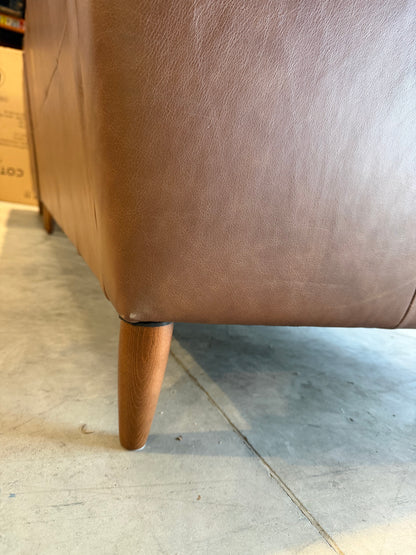 John Lewis Bailey II 5+ Seater Leather Corner Sofa Dark Leg Vintage Toffee