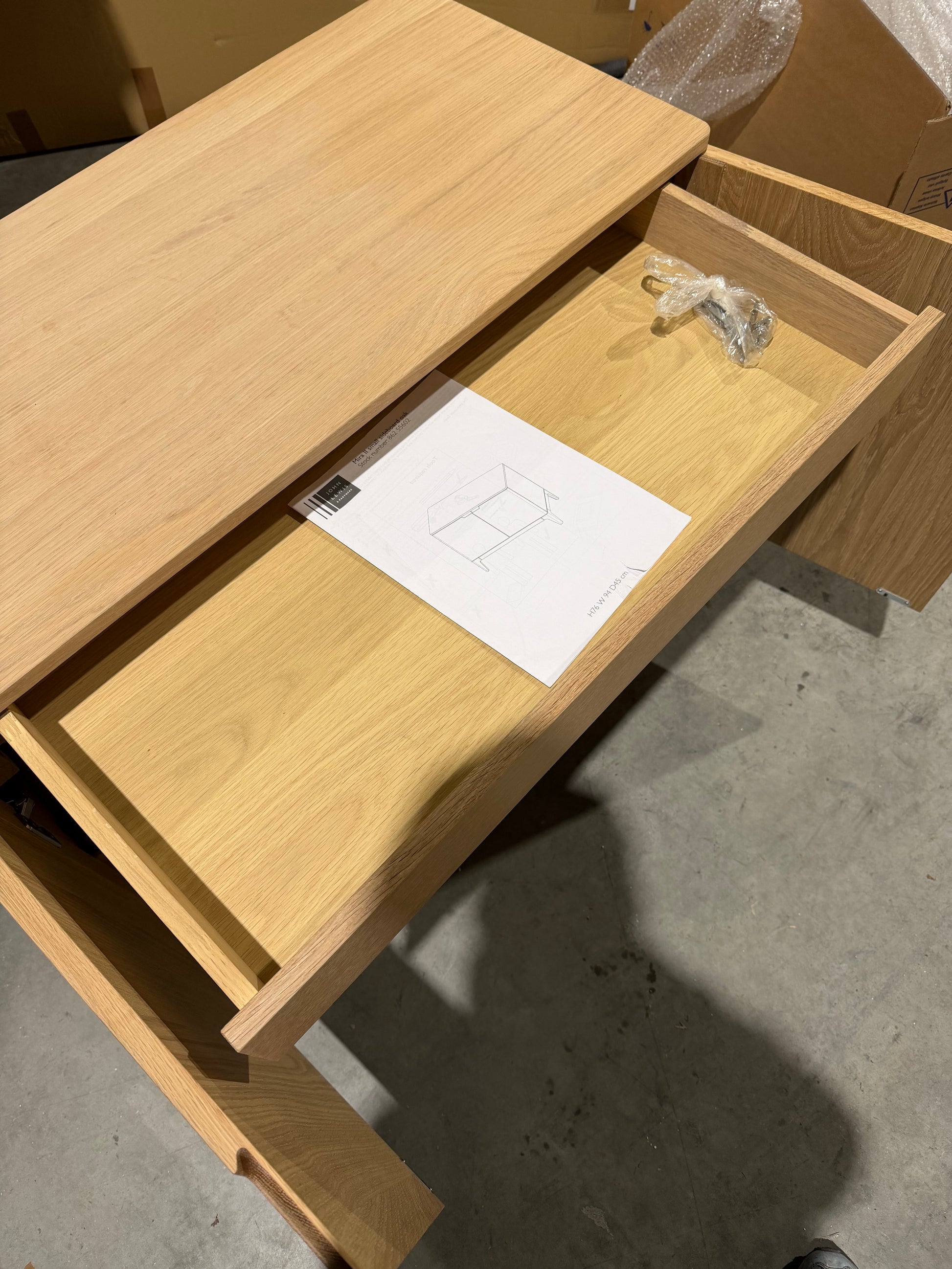 John Lewis Mira II 1 Drawer Small Sideboard, Oak