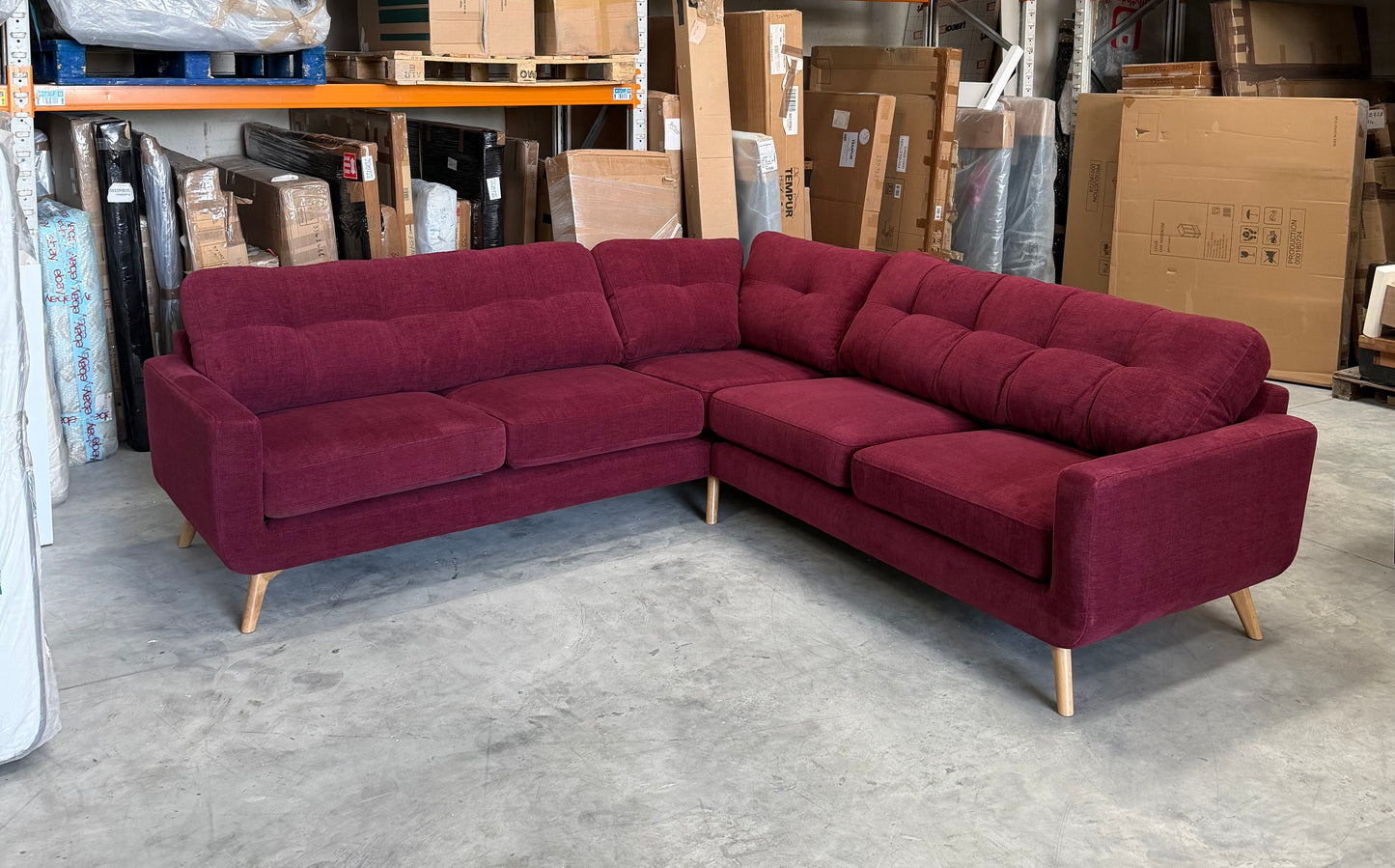 John Lewis Camden 5+ Seater Corner Sofa in Mulberry