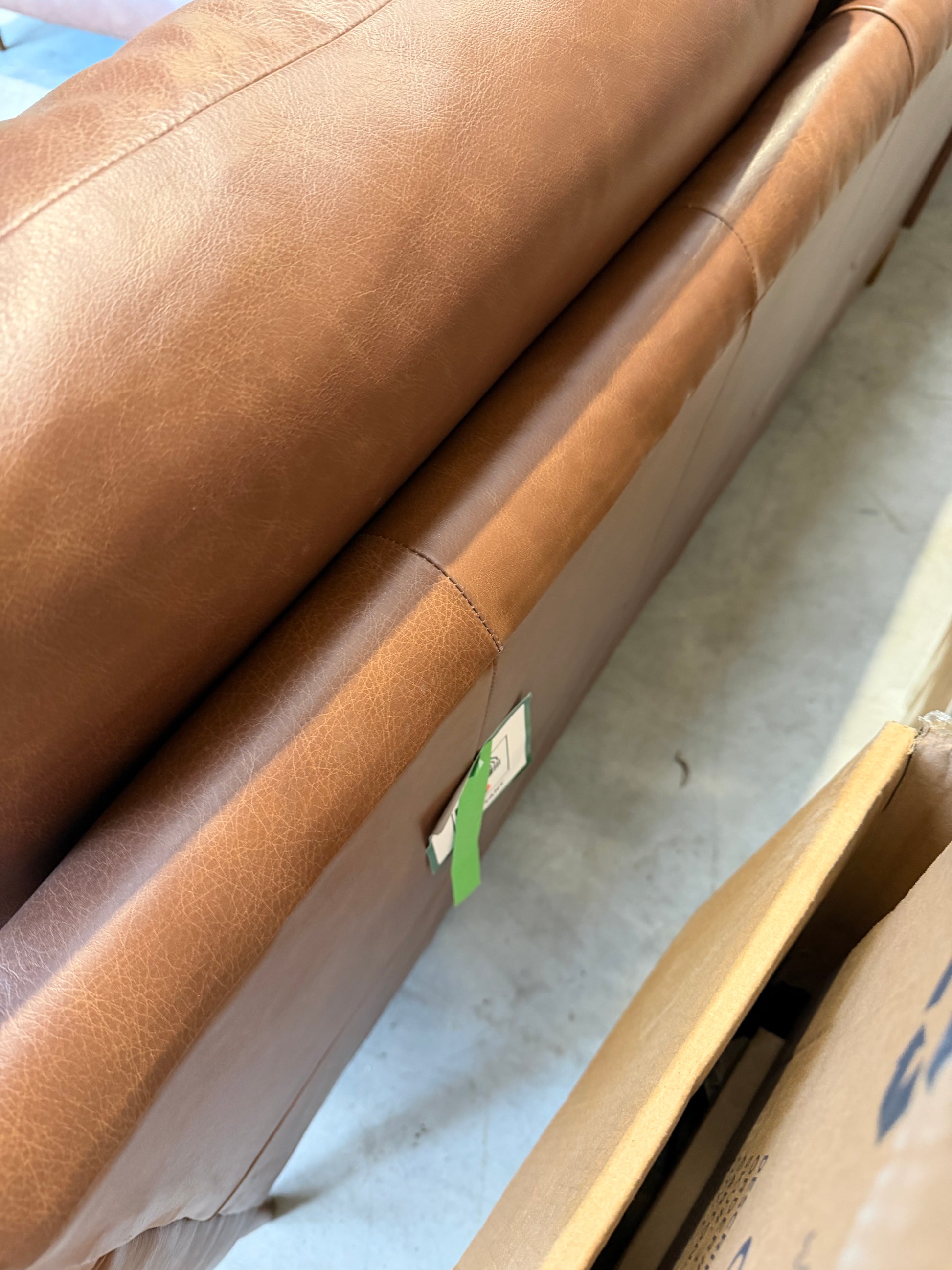 John Lewis Bailey II 5+ Seater Leather Corner Sofa Dark Leg Vintage Toffee