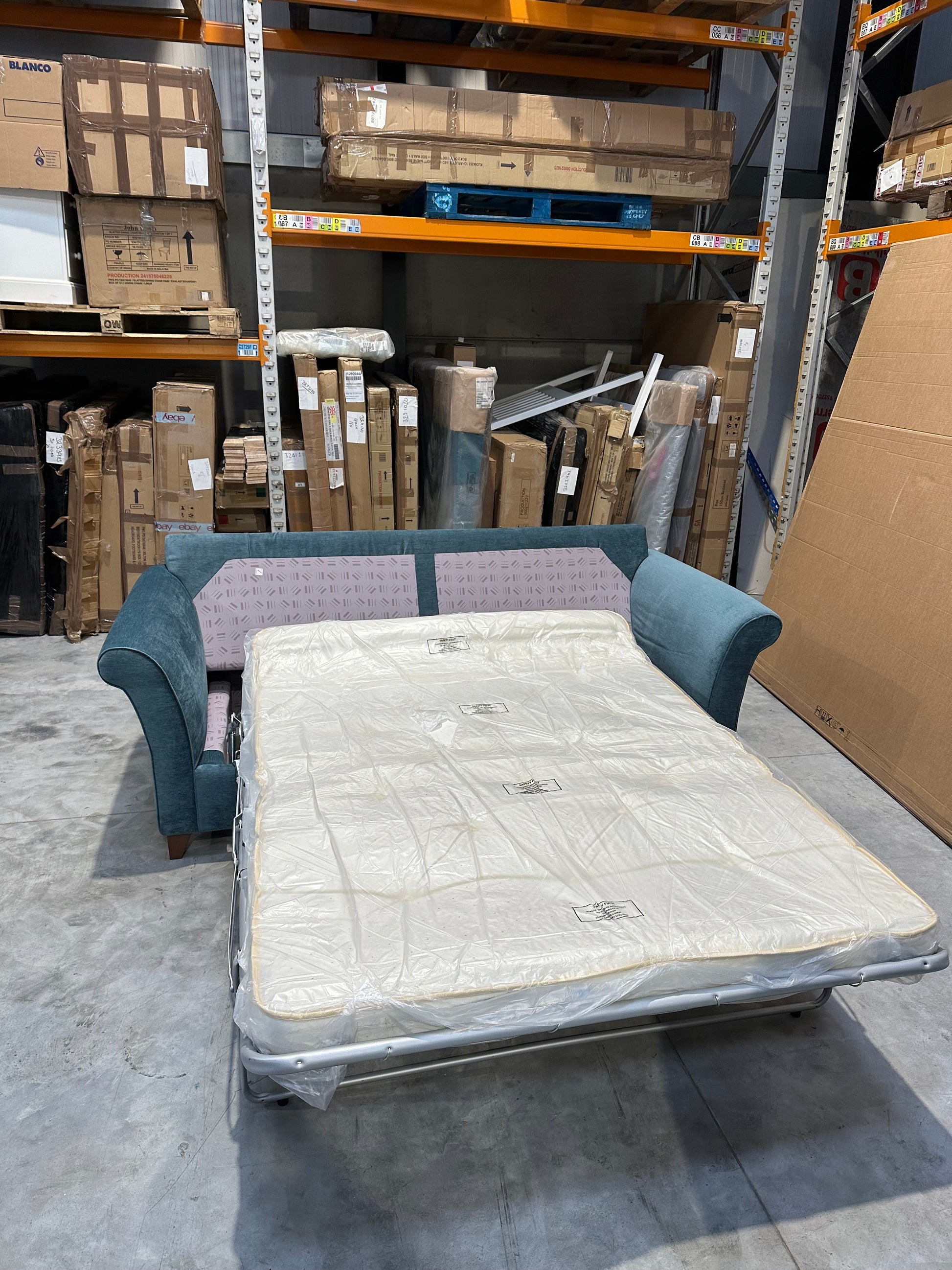 John Lewis Charlotte Grand 4 Seater Sofa Bed , Dark Leg, Teal Aquclean