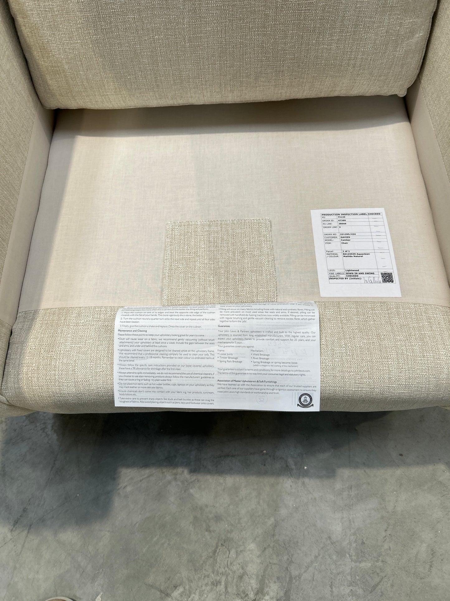 John Lewis Camber ArmchairAquaclean Matilda Natural