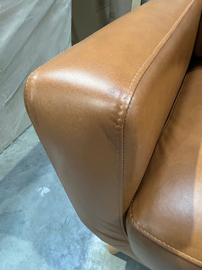 John Lewis Barbican Large 3 Seater Leather Sofa, Light Leg, Premium Caramel