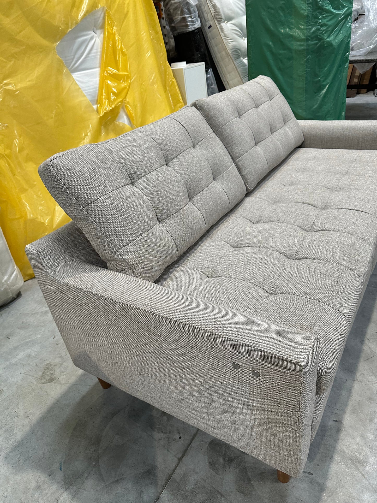 John Lewis Draper II Large 3 Seater Motion Sofa, Light Leg, Aquaclean Aston Natural