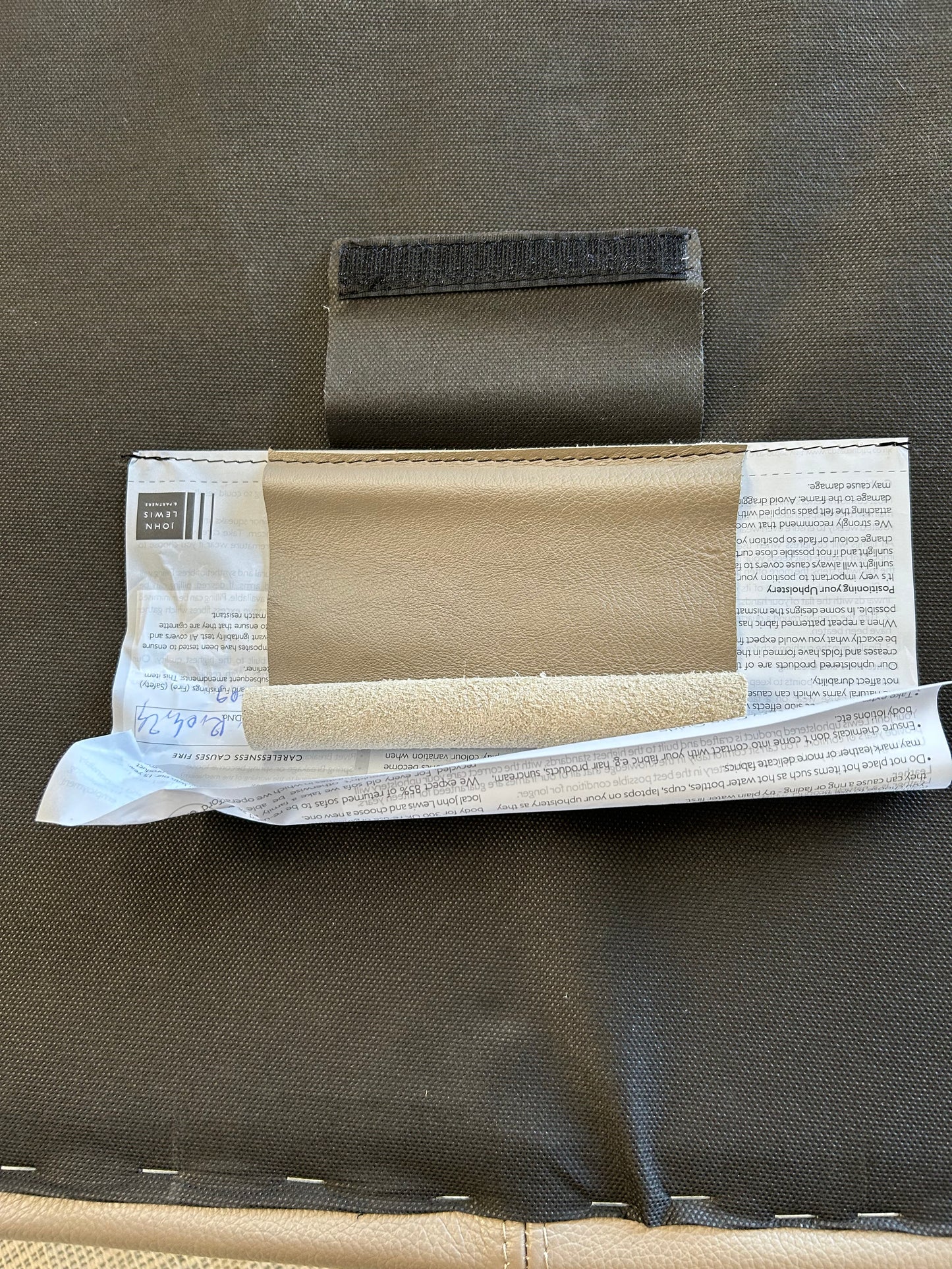 John lewis hendricks medium 2 seater leather sofa dark wood frame 113cm long x 83cm deep x 75cm high, mushroom in colour, List