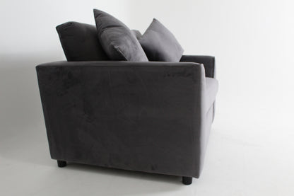 Brook & Wilde Sofa Love Seat Cuddle Chair in Grey Velvet - Made in UK