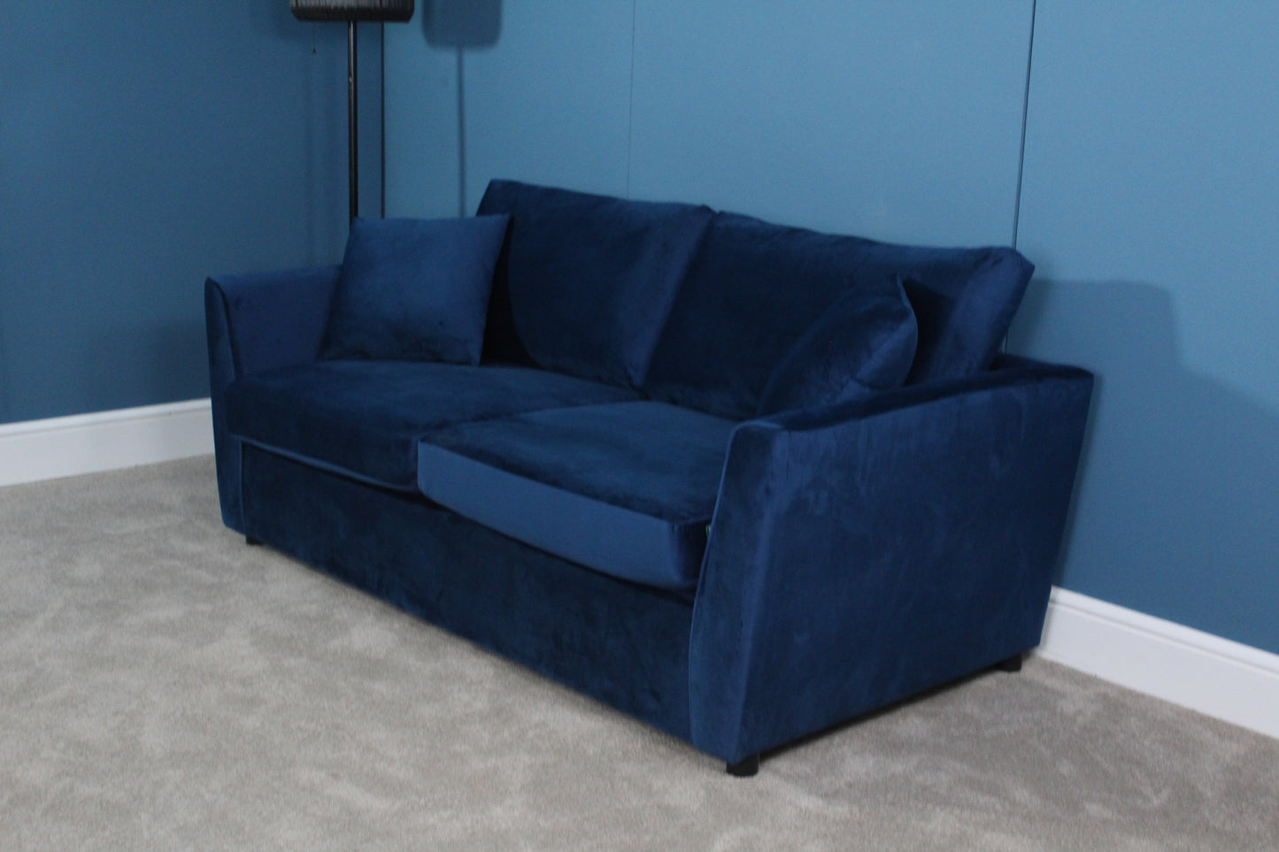 Brook & Wilde 2.5 Seater Sofa Bed in Orla Blue Velvet - Made in UK - Bespoke