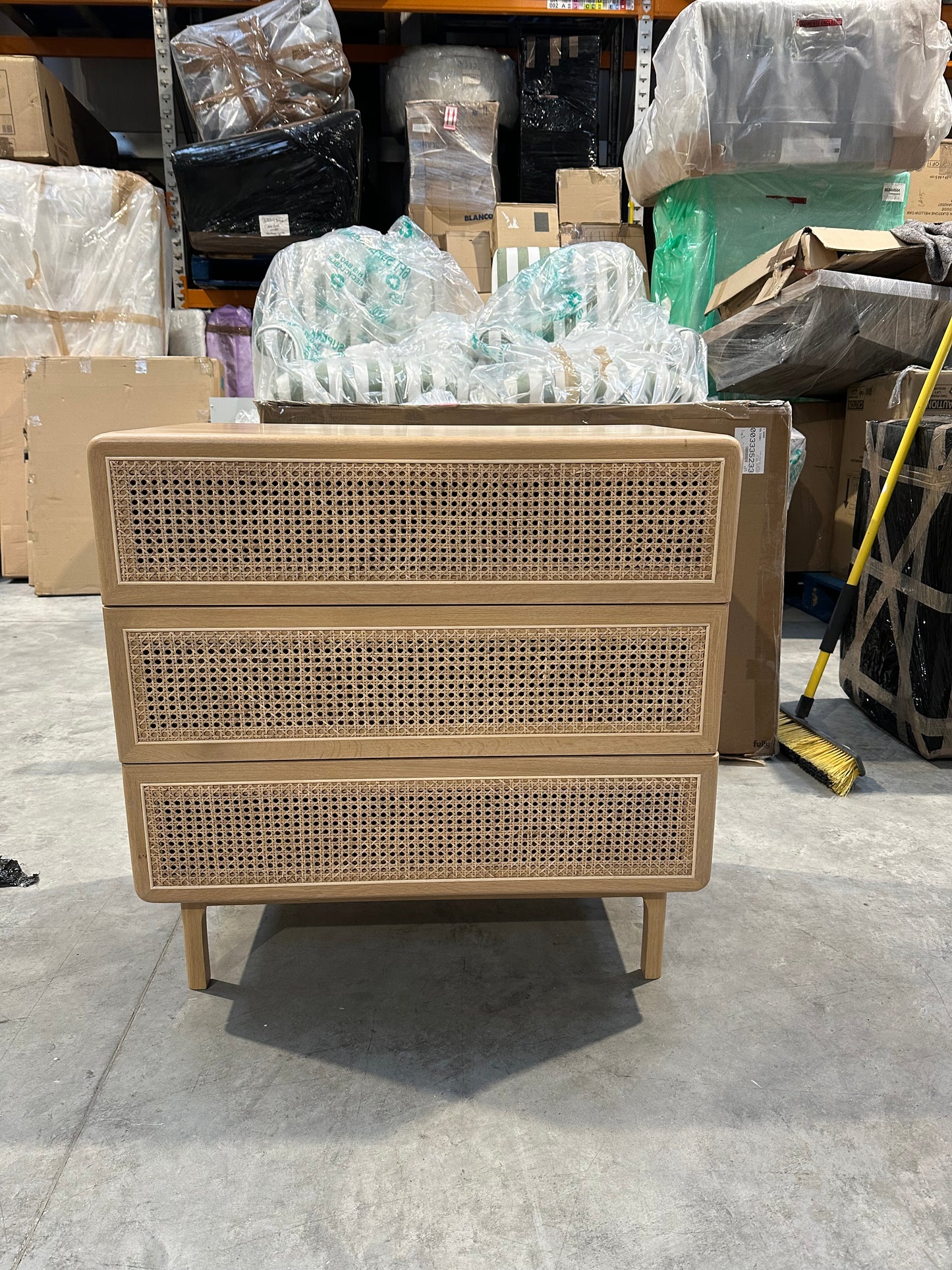 John Lewis Rattan 3 Drawer Chest, Oak