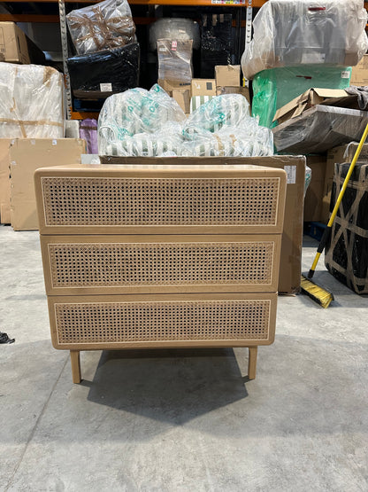 John Lewis Rattan 3 Drawer Chest, Oak