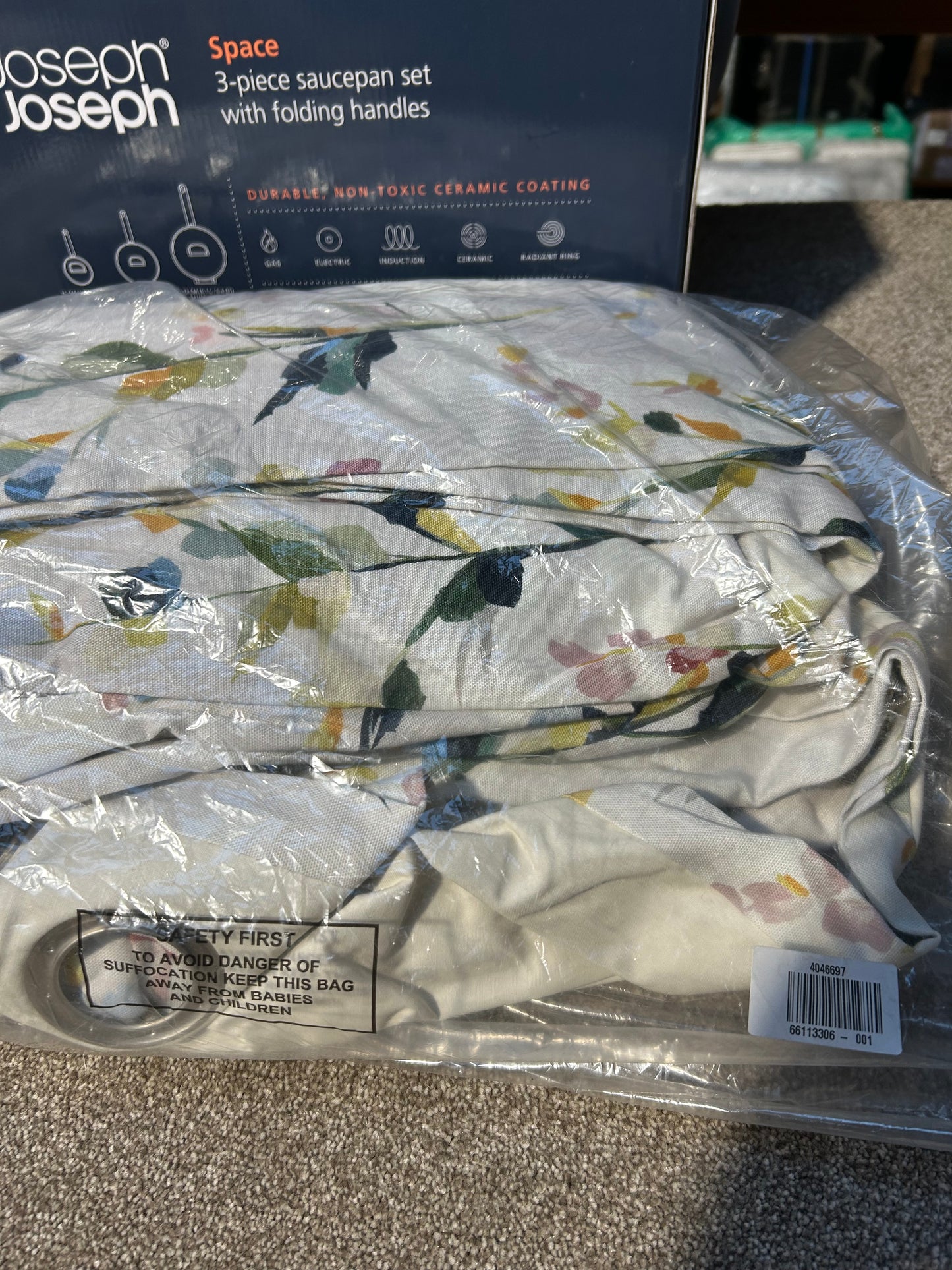 John Lewis Wildflower Sprigs Print Pair Blackout/Thermal Lined Eyelet Curtains, Multi, W167 x Drop 228cm