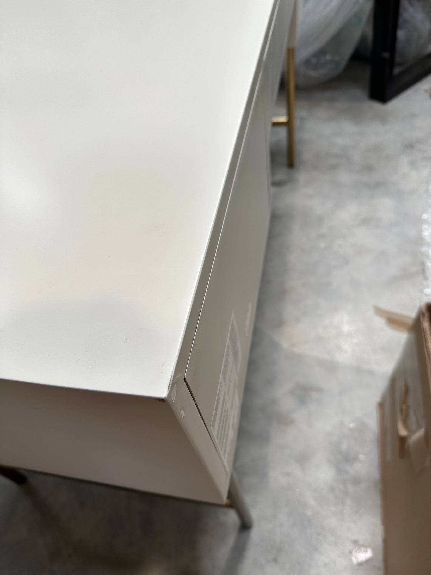 West Elm Quinn Lacquer Desk, Haze/Antique Brass