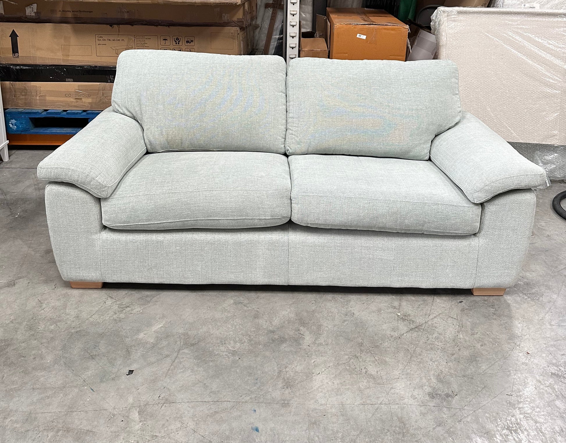 John Lewis Camden Large 3 Seater Sofa Aquaclean Light Blue Seagrass