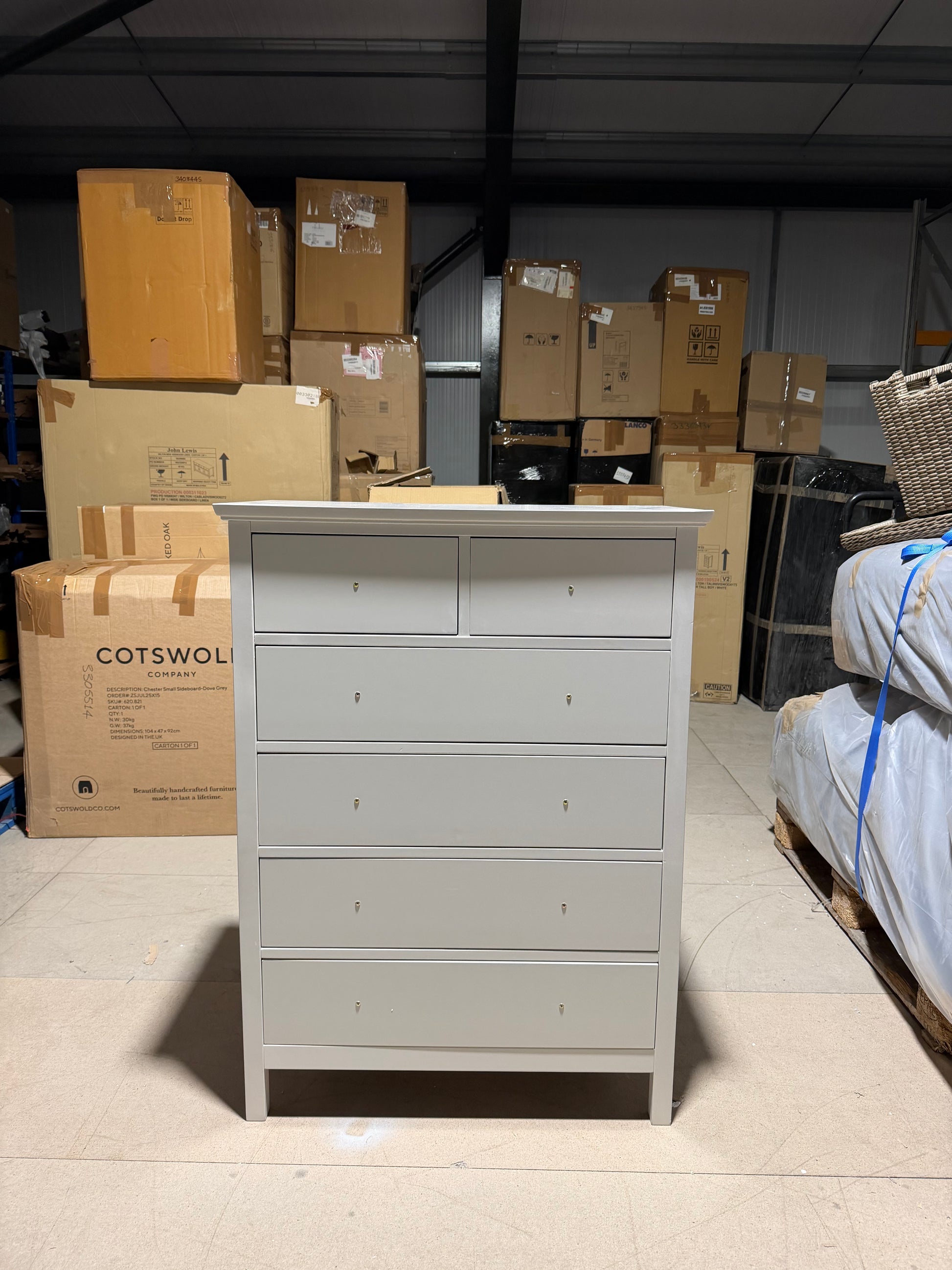 John Lewis Wilton 6 Drawer Chest, Linen