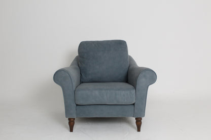 John Lewis Camber Leather Armchair, Dark Leg, Soft Touch Blue