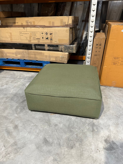 John Lewis Border Footstool, Dark Leg, Relaxed Linen Olive