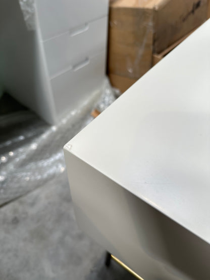 West Elm Quinn Lacquer Desk, Haze/Antique Brass