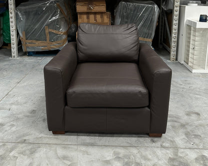 John Lewis Leather Oliver Armchair Dark Chocolate