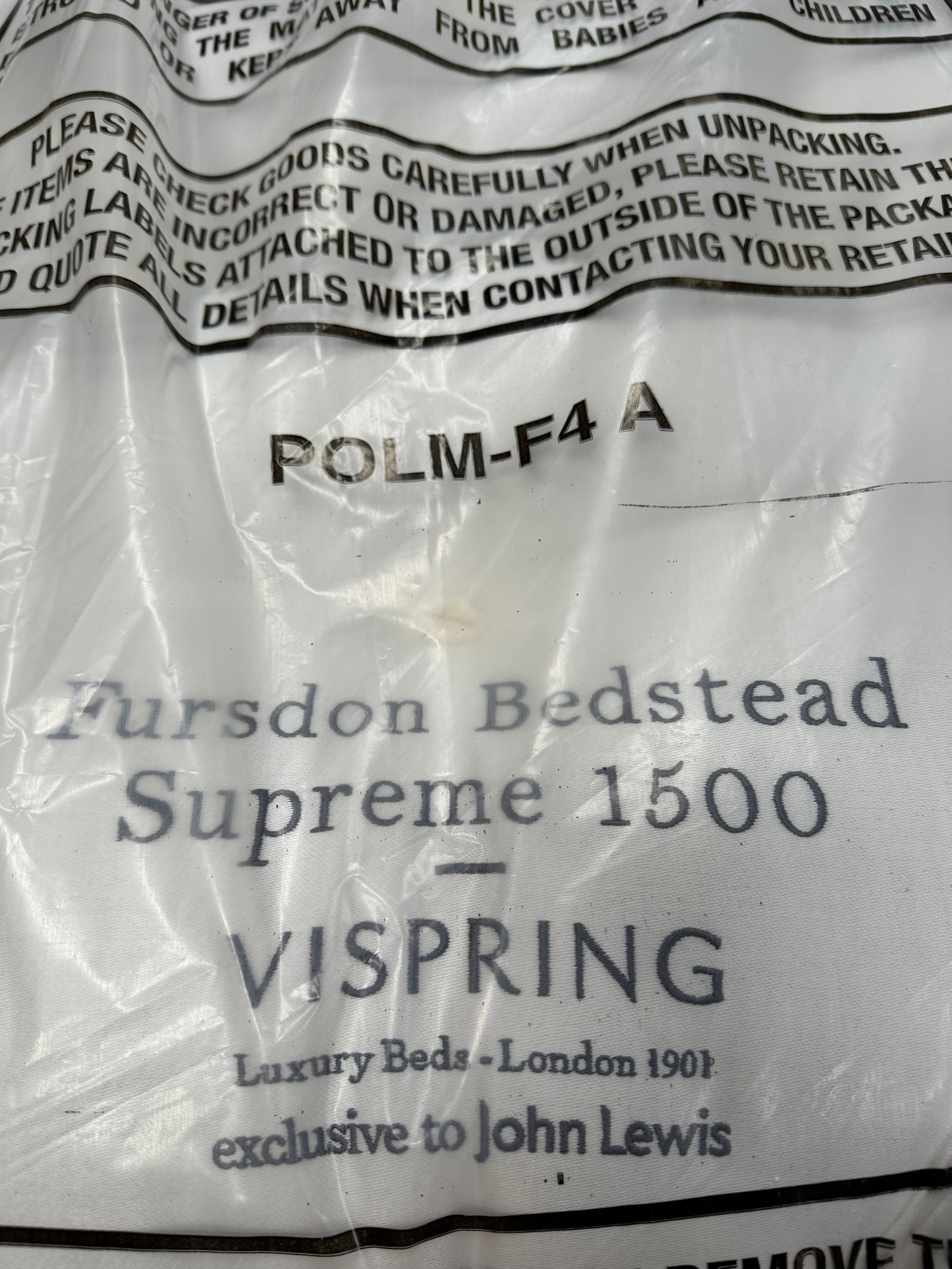 Vispring Bedstead Supreme 1500 Pocket Spring Mattress in Super King size Zip Lock 90x 190