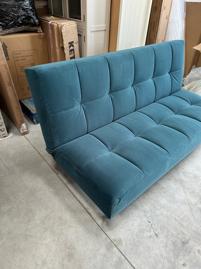 John Lewis Linear Medium 2 Seater Sofa Bed, Light Leg,  Velvet Kingfisher