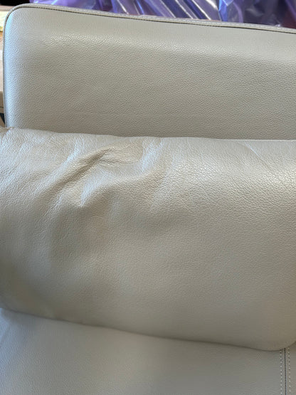 John lewis hendricks medium 2 seater leather sofa dark wood frame 113cm long x 83cm deep x 75cm high, mushroom in colour, List