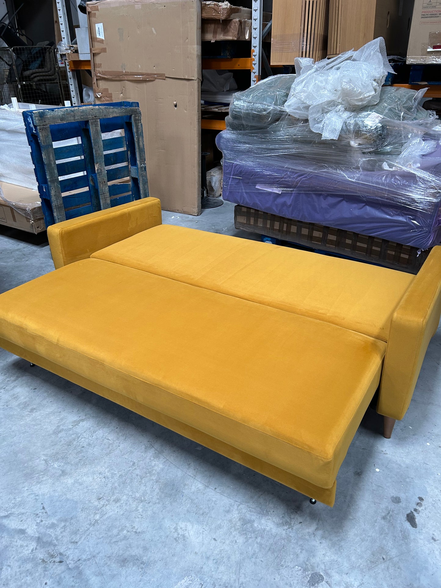 G Plan Vintage The Fifty Four Large 3 Seater Sofa Bed, Plush Turmeric