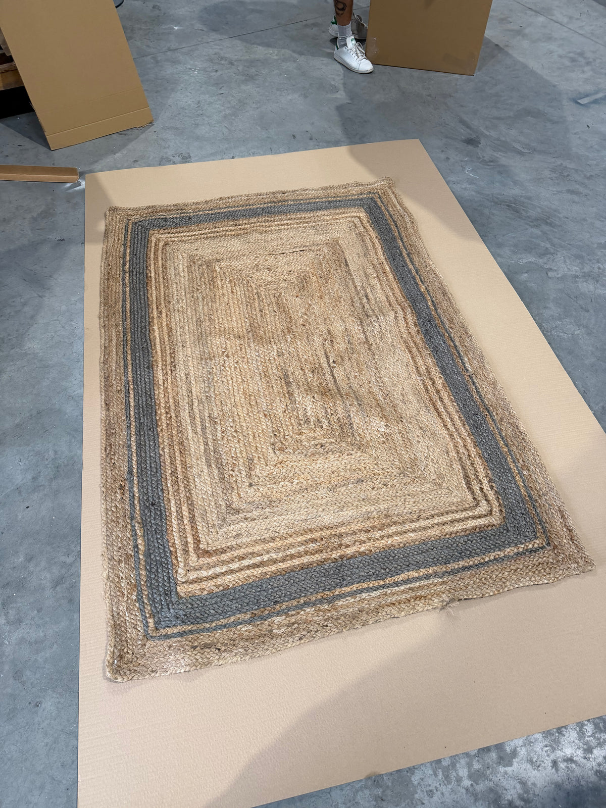 John Lewis Jute Border Rug, Grey, L180 x W120cm